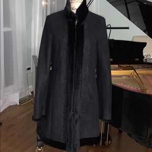 Black suede like winter coat.